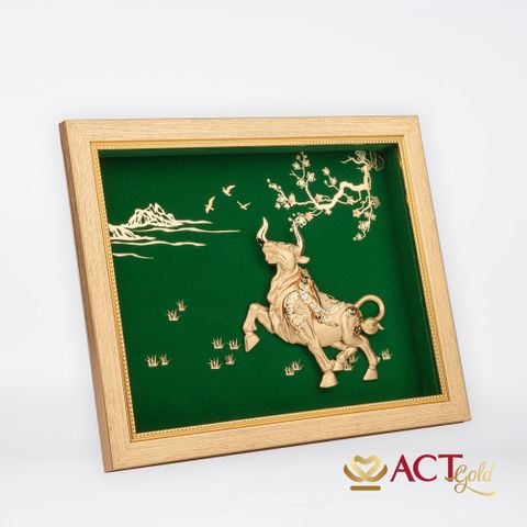 Tranh Trâu dát vàng 24k ACT GOLD ISO 9001:2015 (Mẫu 4)