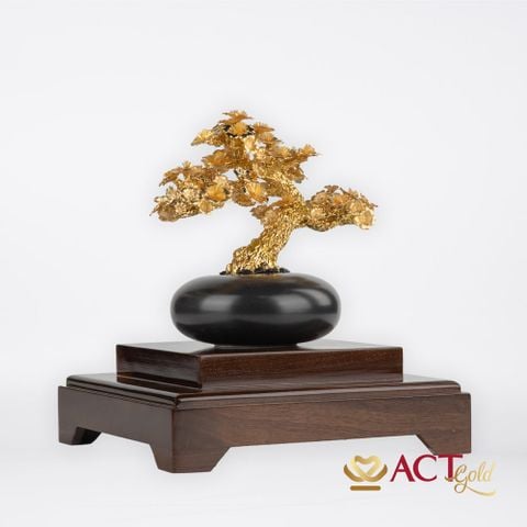 Quà tặng Bình Hoa Mai dát vàng 24k ACT GOLD ISO 9001:2015