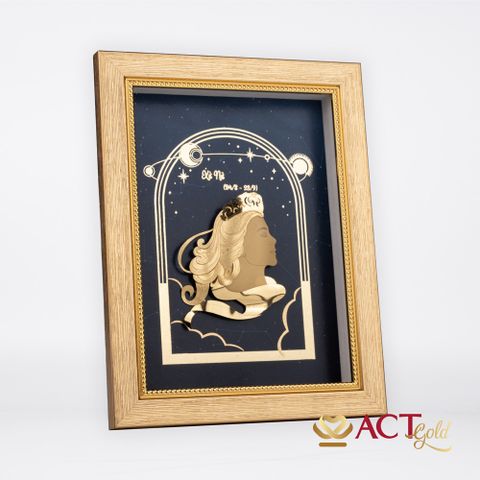Quà tặng Tranh Cung Xử Nữ dát vàng 24k ACT GOLD ISO 9001:2015