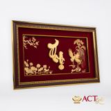 Quà tặng Tranh Chữ Thọ Hoa Sen dát vàng 24k ACT GOLD ISO 9001:2015