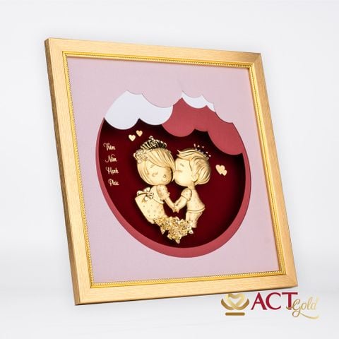 Quà tặng tranh Đôi Tình Nhân dát vàng 24k ACT GOLD ISO 9001:2015