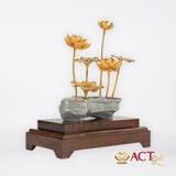 Quà tặng Chậu Sen 6 Cành dát vàng 24k ACT GOLD ISO 9001:2015