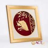 Quà tặng tranh Đôi Chim Công dát vàng 24k ACT GOLD ISO 9001:2015