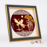 Quà tặng tranh Đôi Chim Hạc dát vàng 24k ACT GOLD ISO 9001:2015