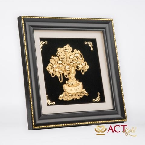 Quà tặng Tranh Cây Kim Tiền dát vàng 24k ACT GOLD ISO 9001:2015