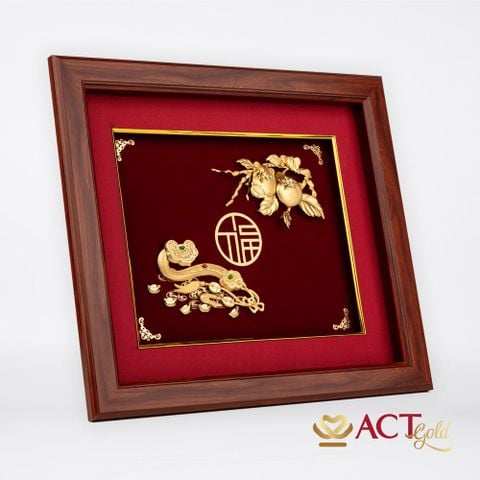 Quà tặng Tranh Gậy Như Ý dát vàng 24k ACT GOLD ISO 9001:2015