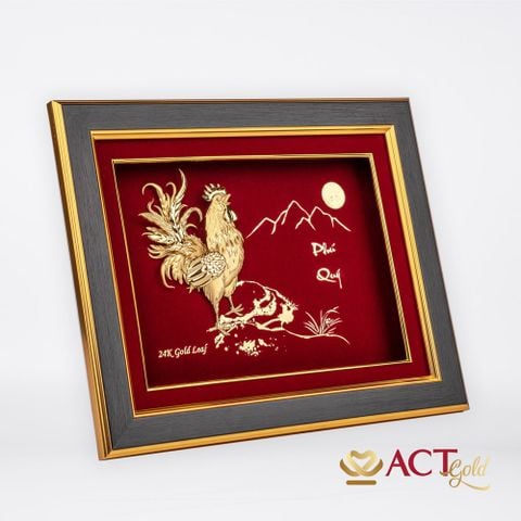 Tranh Gà Trống dát vàng 24k ACT GOLD ISO 9001:2015 (Mẫu 1)