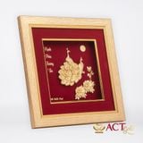 Quà tặng tranh Đôi Chim Công dát vàng 24k ACT GOLD ISO 9001:2015 (Mẫu 3)