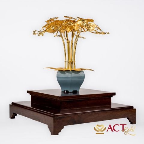Quà tặng Chậu Lan 9 Cành dát vàng 24k ACT GOLD ISO 9001:2015 (cỡ đại)