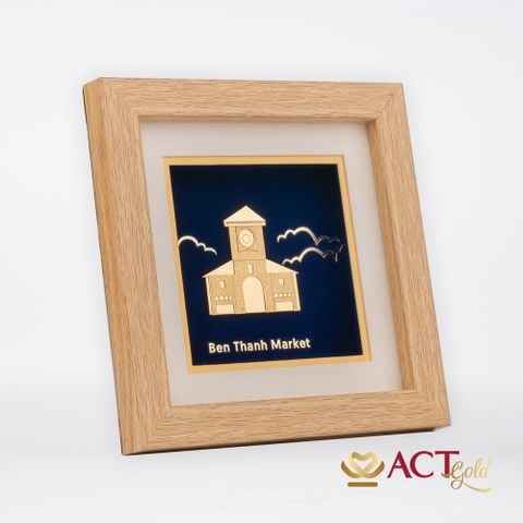 Tranh Chợ Bến Thành dát vàng 24k ACT GOLD ISO 9001:2015