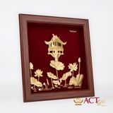 Tranh Chùa Một Cột dát vàng 24k ACT GOLD ISO 9001:2015 (Mẫu 1)