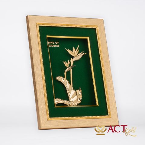 Quà tặng Tranh Hoa Thiên Điểu dát vàng 24k ACT GOLD ISO 9001:2015