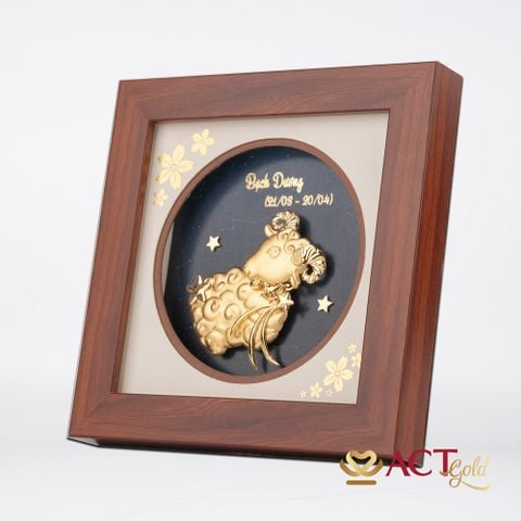 Quà tặng Tranh Cung Bạch Dương dát vàng 24k ACT GOLD ISO 9001:2015