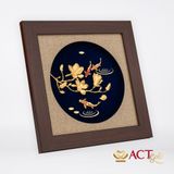 Quà tặng tranh Cá Chép Hoa Mộc Lan dát vàng 24k ACT GOLD ISO 9001:2015