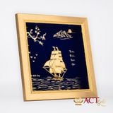 Quà tặng tranh Thuyền dát vàng 24k ACT GOLD ISO 9001:2015