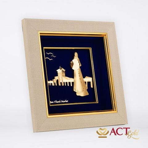 Tranh Chợ Bến Thành dát vàng 24k ACT GOLD ISO 9001:2015
