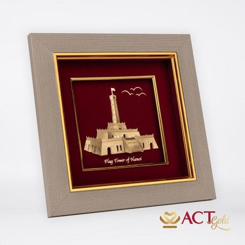 Tranh Cột Cờ Hà Nội dát vàng 24k ACT GOLD ISO 9001:2015