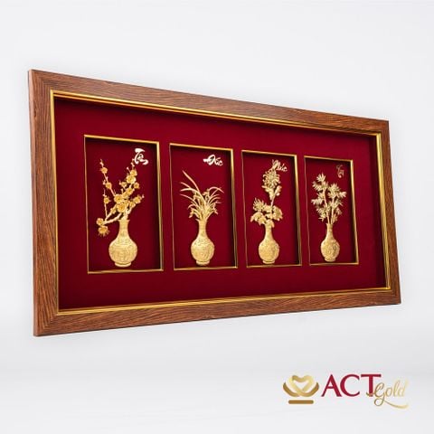 Tranh Tứ Quý dát vàng 24k ACT GOLD ISO 9001:2015 (Mẫu 5)