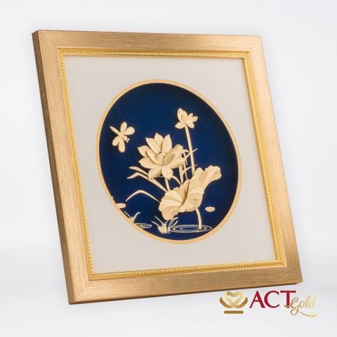 Quà tặng Tranh Hoa Sen dát vàng 24k ACT GOLD ISO 9001:2015