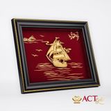 Quà tặng tranh Thuyền dát vàng 24k ACT GOLD ISO 9001:2015