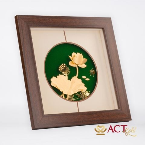 Quà tặng Tranh Hoa Sen dát vàng 24k ACT GOLD ISO 9001:2015