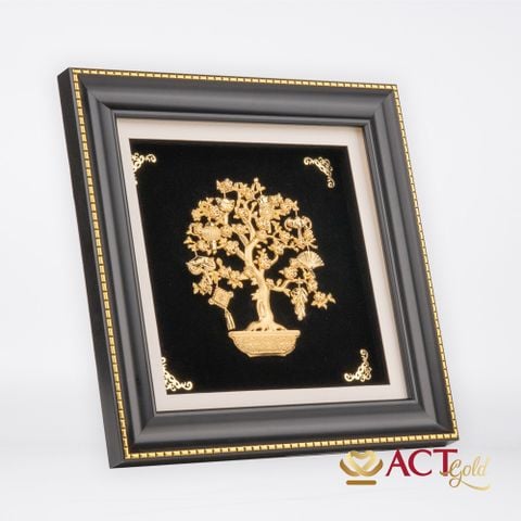 Quà tặng Tranh Cây Bát Bảo dát vàng 24k ACT GOLD ISO 9001:2015