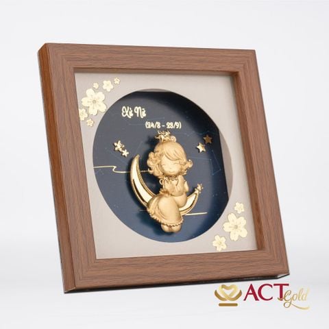 Quà tặng Tranh Cung Xử Nữ dát vàng 24k ACT GOLD ISO 9001:2015