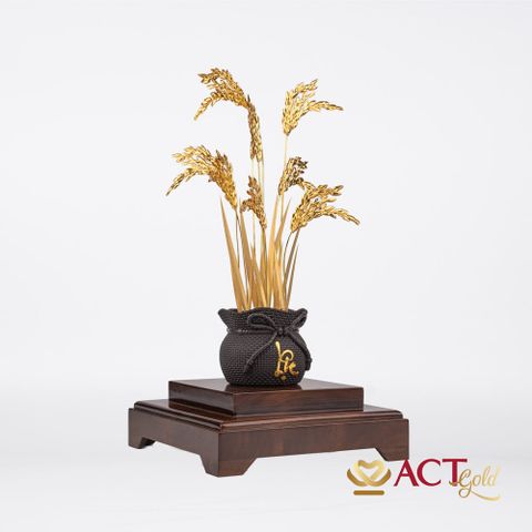 Quà tặng Chậu Cây Lúa dát vàng 24k ACT GOLD ISO 9001:2015 (Mẫu 1)
