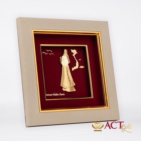 Tranh Áo dài Việt Nam dát vàng 24k ACT GOLD ISO 9001:2015