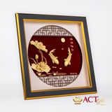 Quà tặng tranh Cá Chép Hoa Sen dát vàng 24k ACT GOLD ISO 9001:2015