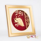 Quà tặng tranh Đôi Chim Công dát vàng 24k ACT GOLD ISO 9001:2015