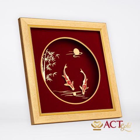 Quà tặng Tranh Song Ngư dát vàng 24k ACT GOLD ISO 9001:2015