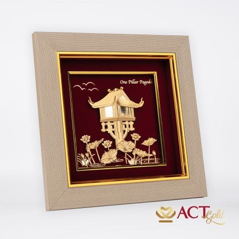 Tranh Chùa Một Cột dát vàng 24k ACT GOLD ISO 9001:2015