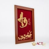 Quà tặng Tranh Chữ An Hoa Sen dát vàng 24k ACT GOLD ISO 9001:2015