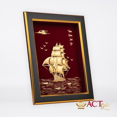 Quà tặng tranh Thuyền dát vàng 24k ACT GOLD ISO 9001:2015 (Mẫu 16)