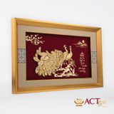 Quà tặng tranh Đôi Chim Công dát vàng 24k ACT GOLD ISO 9001:2015