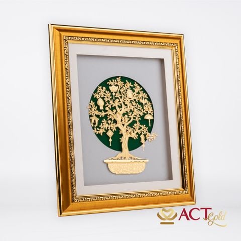 Quà tặng Tranh Cây Bát Bảo dát vàng 24k ACT GOLD ISO 9001:2015