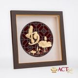 Quà tặng tranh Chữ An Hoa Sen dát vàng 24k ACT GOLD ISO 9001:2015 (Mẫu 2)