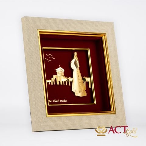 Tranh Chợ Bến Thành dát vàng 24k ACT GOLD ISO 9001:2015