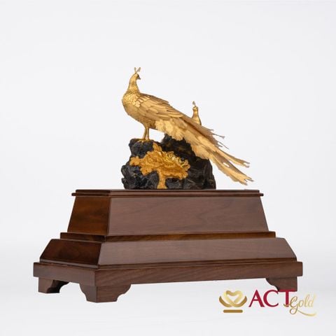 Quà tặng Chim Công dát vàng 24k ACT GOLD ISO 9001:2015 (Mẫu 2)