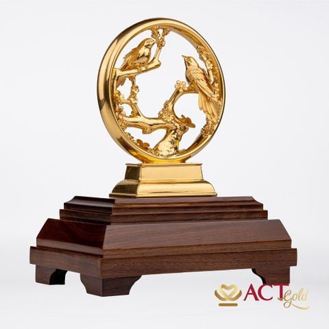 Quà tặng Chim Uyên Ương dát vàng 24k ACT GOLD ISO 9001:2015 (Mẫu 3)