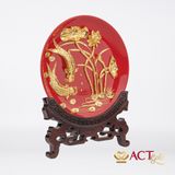 Quà tặng Đĩa Cá Chép Hoa Sen dát vàng 24k ACT GOLD ISO 9001:2015 (Mẫu 3)