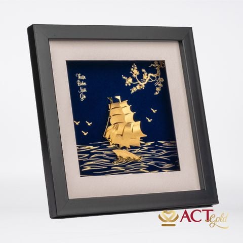Quà tặng tranh Thuyền dát vàng 24k ACT GOLD ISO 9001:2015