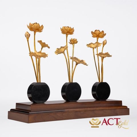 Quà tặng Hồ Sen 12 Nhánh dát vàng 24k ACT GOLD ISO 9001:2015