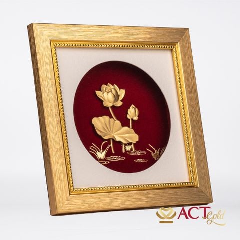 Quà tặng Tranh Hoa Sen dát vàng 24k ACT GOLD ISO 9001:2015