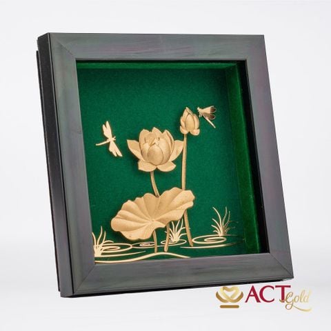 Quà tặng Tranh Hoa Sen dát vàng 24k ACT GOLD ISO 9001:2015