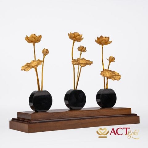 Quà tặng Hồ Sen 9 Nhánh dát vàng 24k ACT GOLD ISO 9001:2015