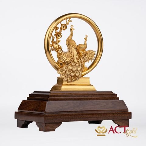 Quà tặng Chim Công dát vàng 24k ACT GOLD ISO 9001:2015 (Mẫu 3)