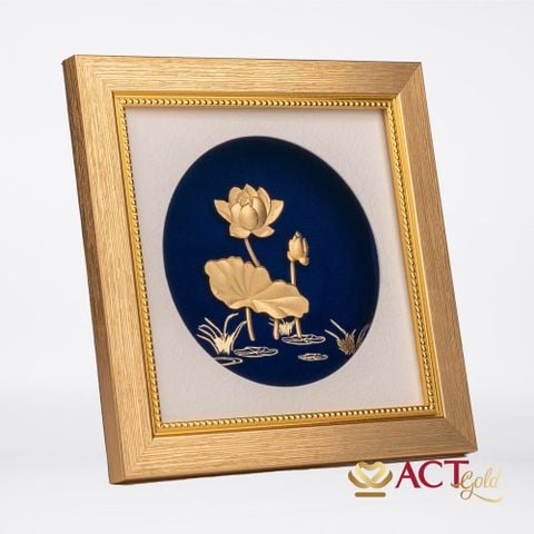 Quà tặng Tranh Hoa Sen dát vàng 24k ACT GOLD ISO 9001:2015