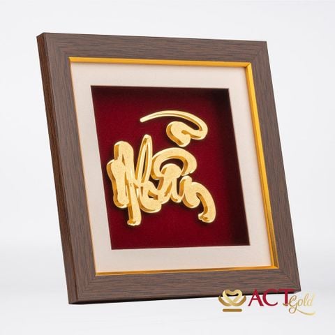 Quà tặng Tranh Chữ Nhẫn dát vàng 24k ACT GOLD ISO 9001:2015